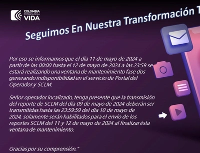 Ventana de Mantenimiento Portal del Operador y SCLM Fase Dos